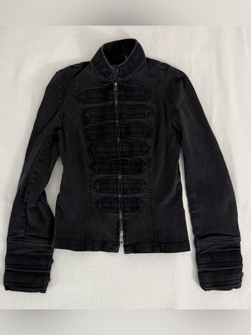 🖤 Tripp NYC 🖤 Black Military-Inspired Jacket with straps, D-rings (stuck zipper)